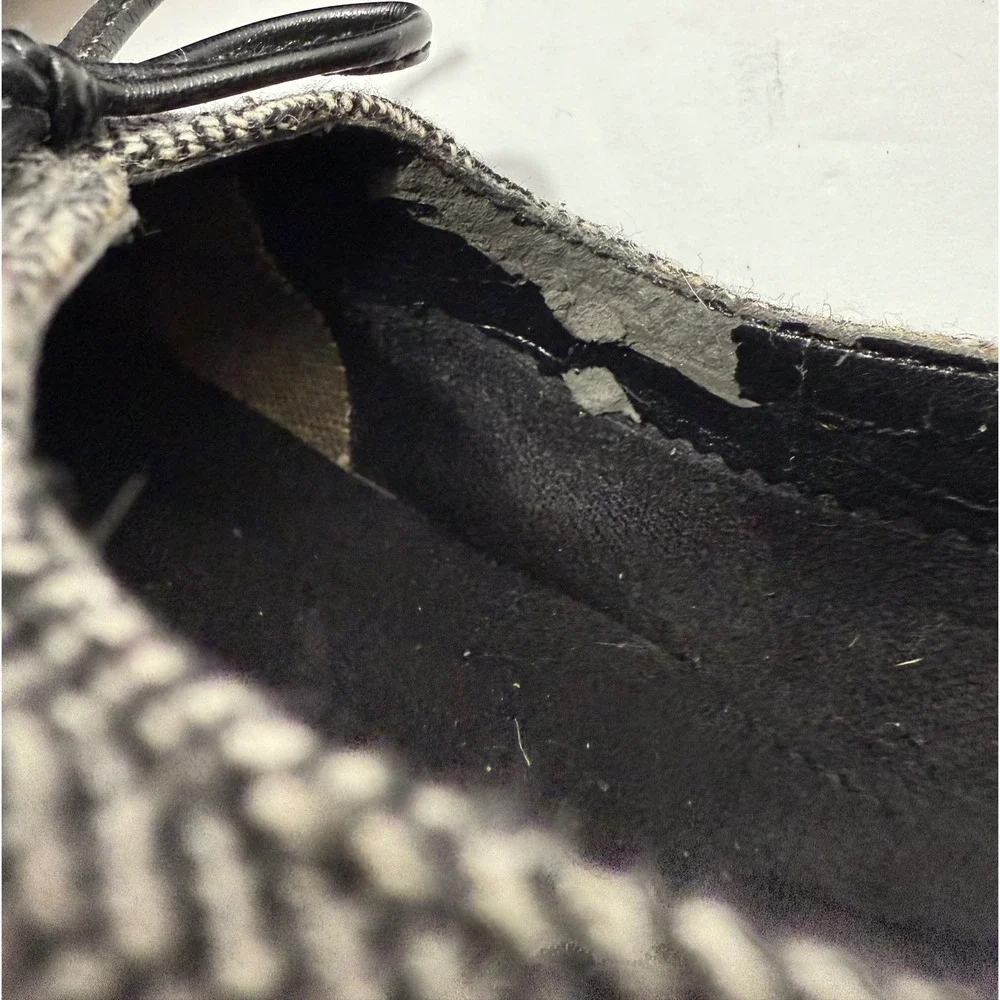 A2 by Aerosoles Black White Herringbone‎ Low Wedge Heel Bow Sz 8.5 Preppy Office